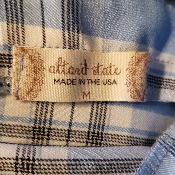 Altar'd State Women's Size M Blue White Check Spaghetti Strap Bodycon Mini Dress - Picture 5 of 7